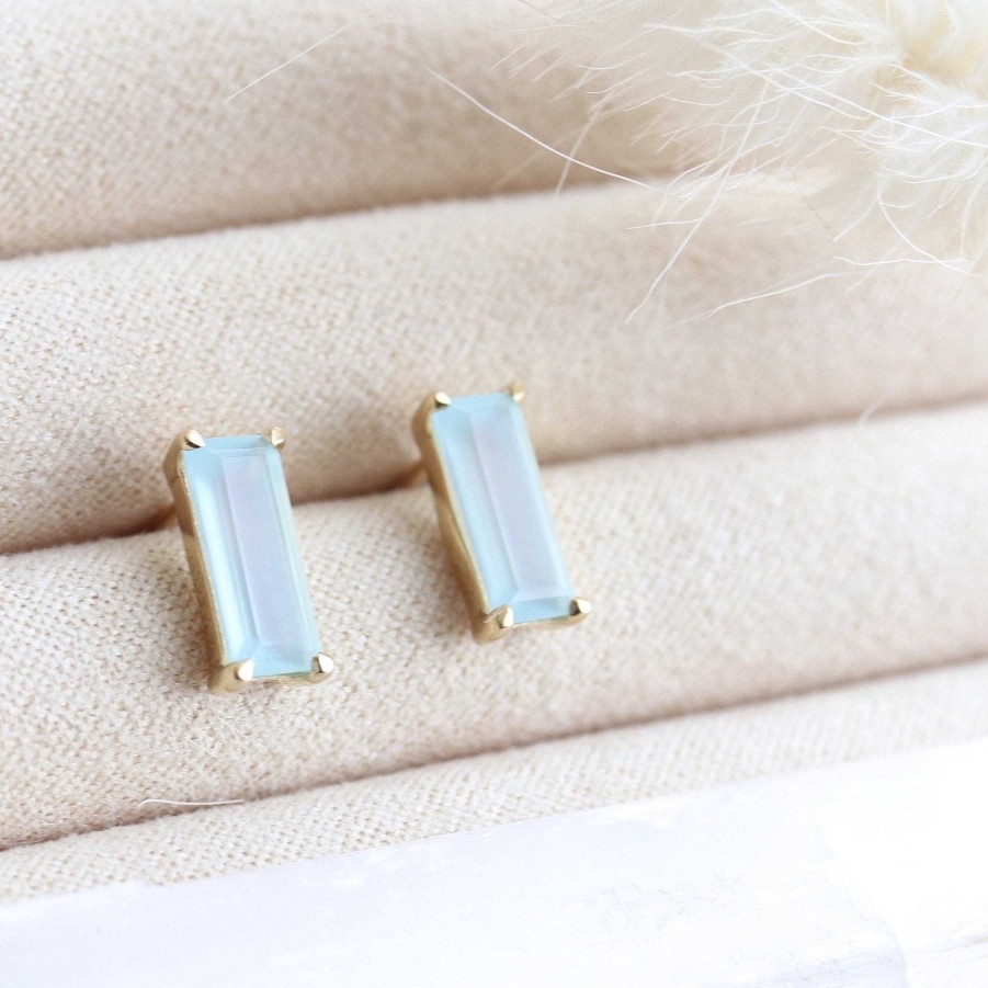 Earrings JFE-1493-AQC Loyal Stud Earrings - Aqua Chalcedony & Gold