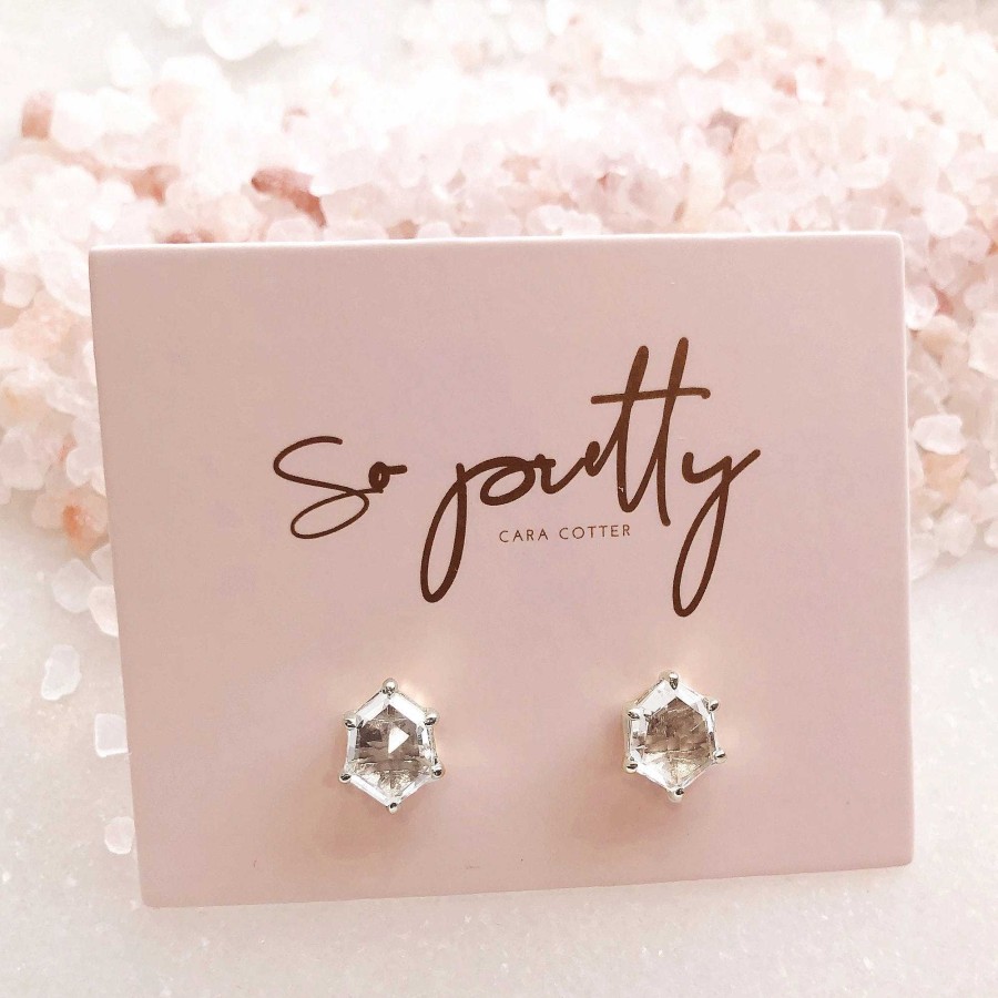 Earrings CE-122-TW Mini Honour Stud Earrings - White Topaz & Silver