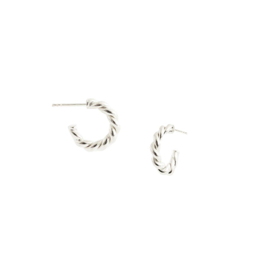 Earrings HE01-4291 Fraiche Inspire Mini Twisted Cylinder Hoops - Silver