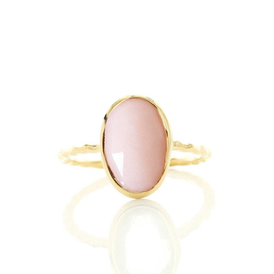 Rings CR-162 Protect Oval Ring - Pink Opal & Gold