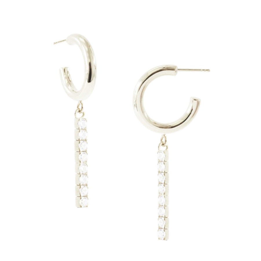 Earrings So Pretty Cara Cotter Love Tennis Hoops - Cubic Zirconia & Silver