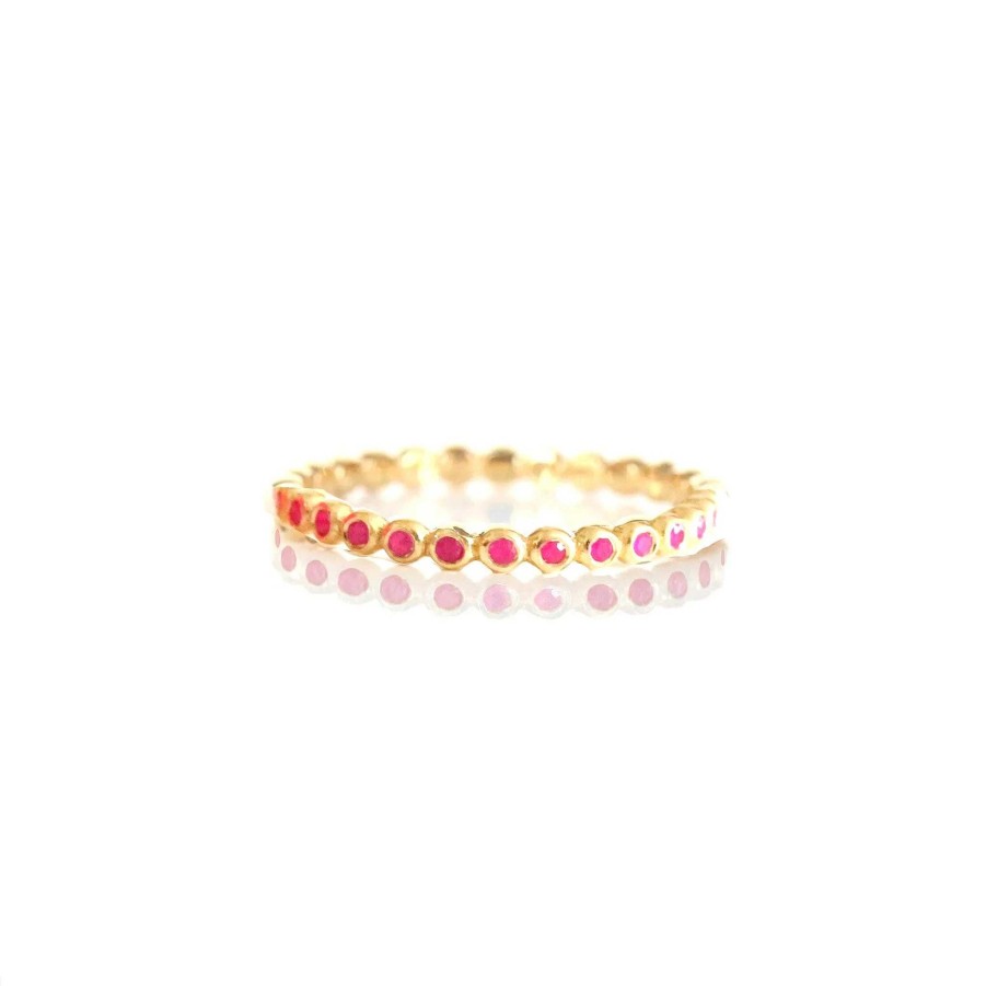 Rings CE-202 Love Thin Disk Band Ring - Hot Pink Chalcedony