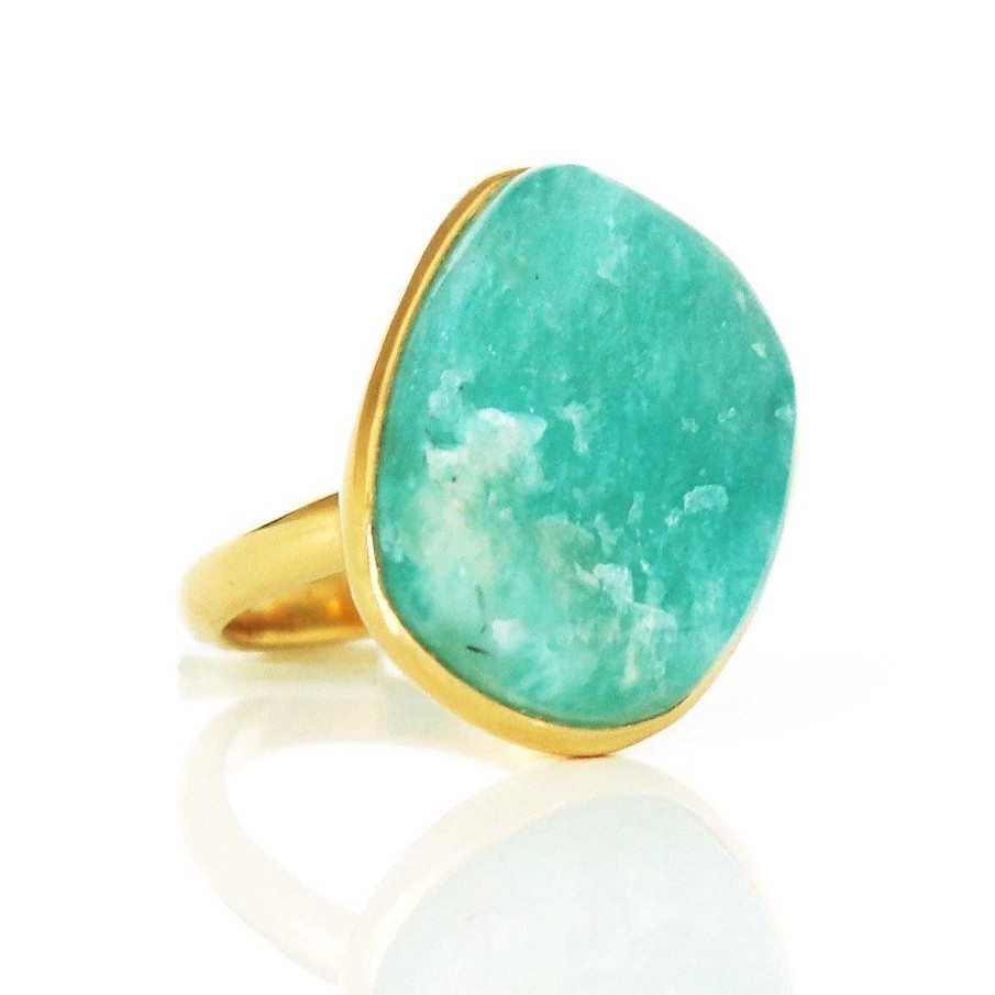 Rings SP Daring Ring - Raw Aqua Amazonite & Gold