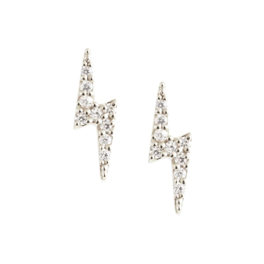 Earrings CE-324-CZ Love Lightning Studs - Cubic Zirconia & Silver