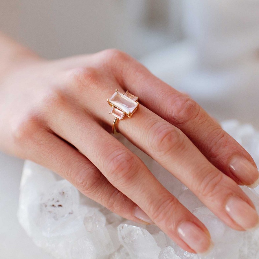 Rings So Pretty Cara Cotter Loyal Cocktail Ring - Pink Quartz & Gold