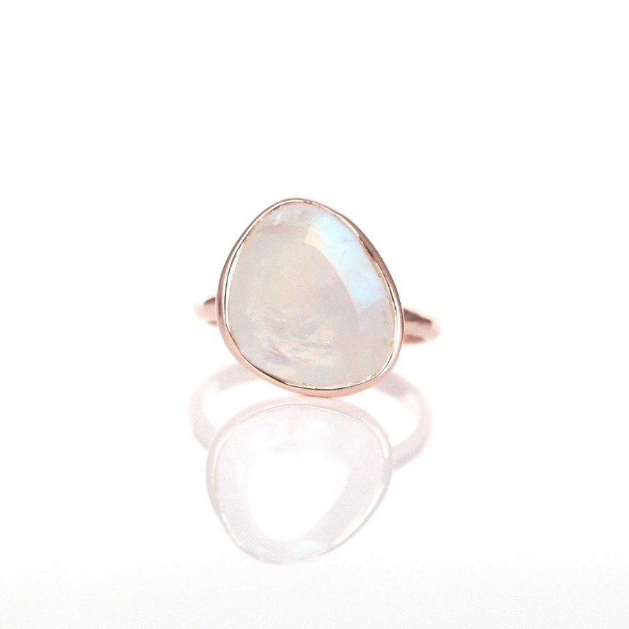 Rings SO PRETTY CARA COTTER Joy Ring - Rainbow Moonstone & Rose Gold