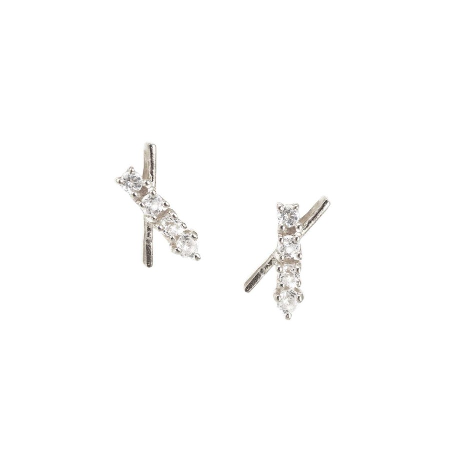 Earrings LE-125-TW Tiny Dream Stardust Studs - Cubic Zirconia & Silver