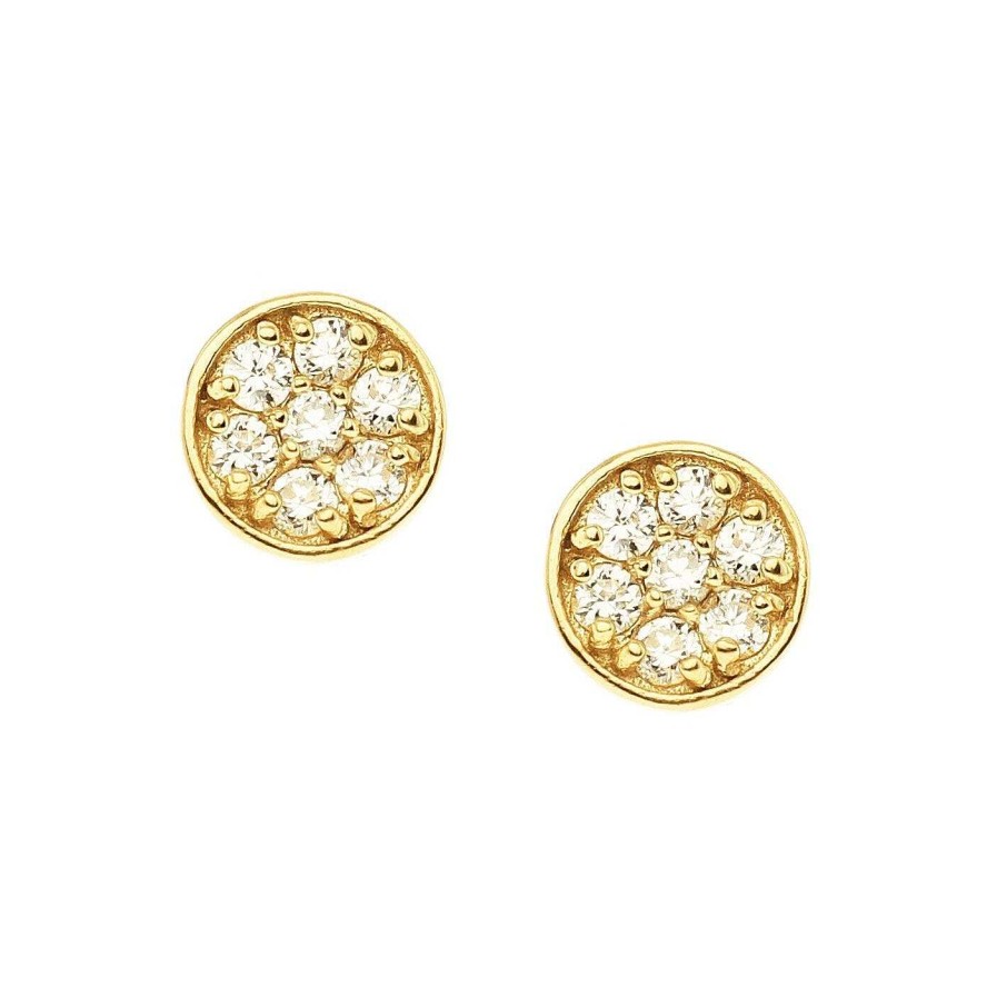 Earrings CE-167-CZ Mini Love Circle Studs - Cubic Zirconia & Gold