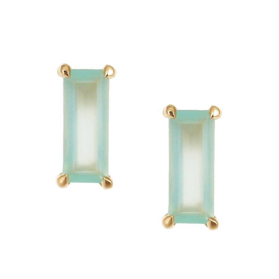 Earrings JFE-1493-AQC Loyal Stud Earrings - Aqua Chalcedony & Gold