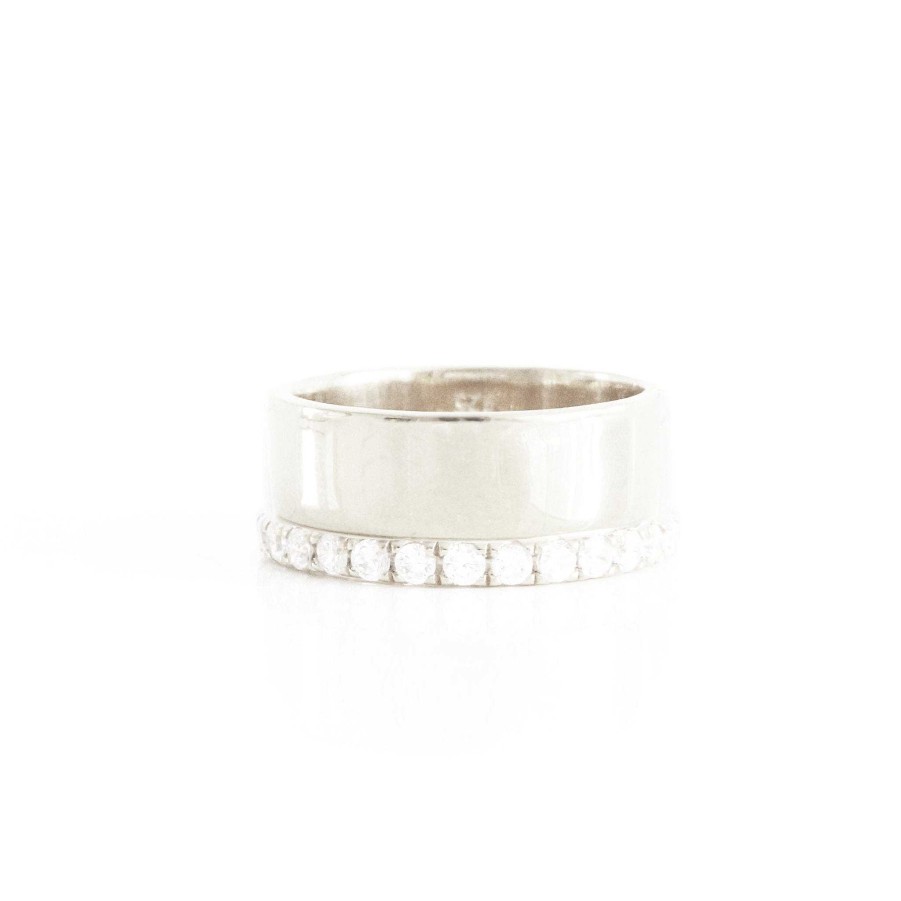 Rings CR-393-CZ Love Eternity Cigar Band - Cubic Zirconia & Silver