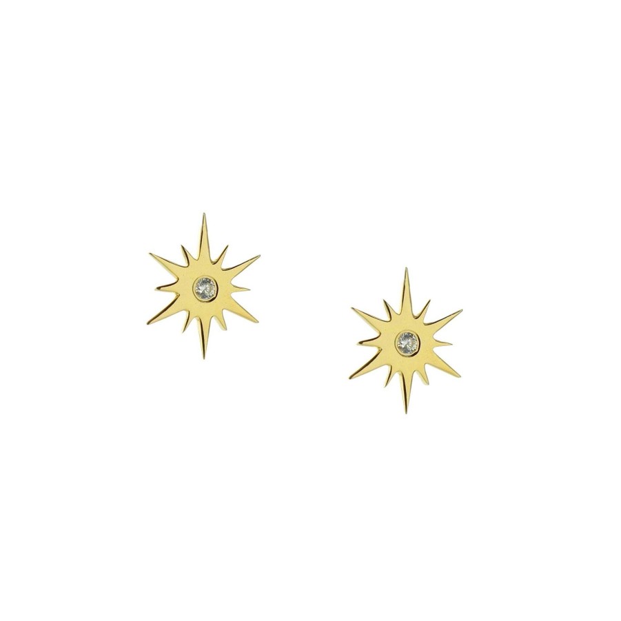 Earrings CE-143-CZ Tiny Believe Stellar Studs - Cubic Zirconia, & Gold