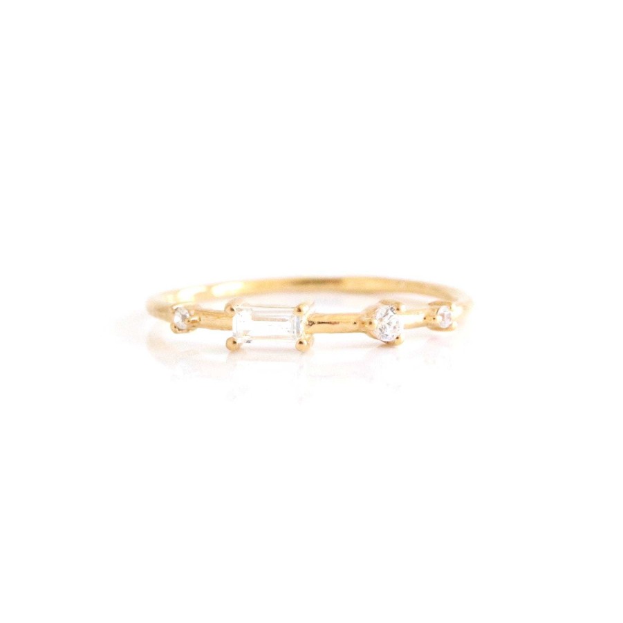 Rings SO PRETTY CARA COTTER Loyal Dancing Stacking Ring - White Topaz, Cubic Zirconia & Gold