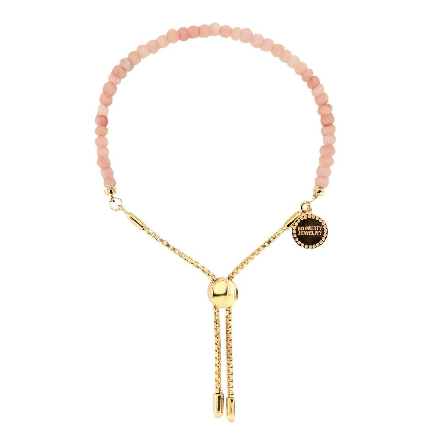 Bracelets CB-172-OP Iconic Adjustable Bracelet - Pink Opal & Gold