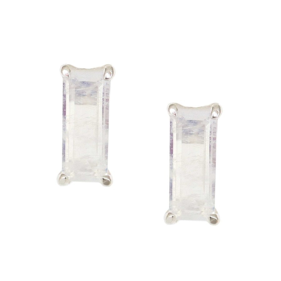 Earrings JFE-1493 Loyal Stud Earrings - Rainbow Moonstone & Silver