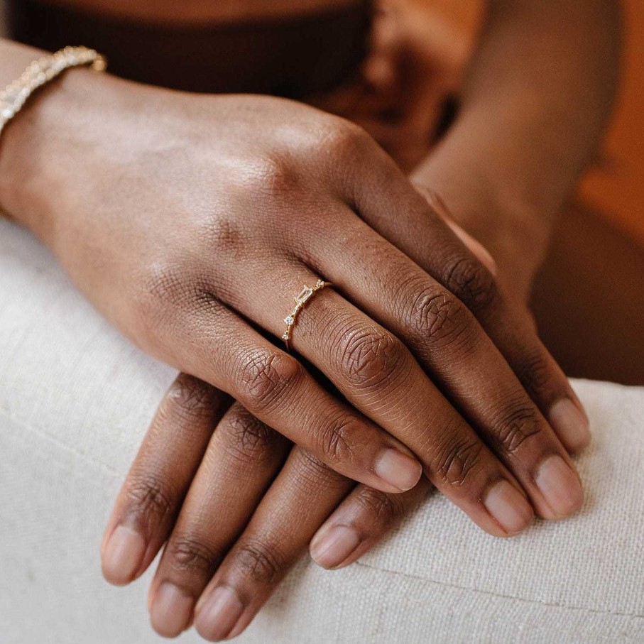 Rings SO PRETTY CARA COTTER Loyal Dancing Stacking Ring - White Topaz, Cubic Zirconia & Silver