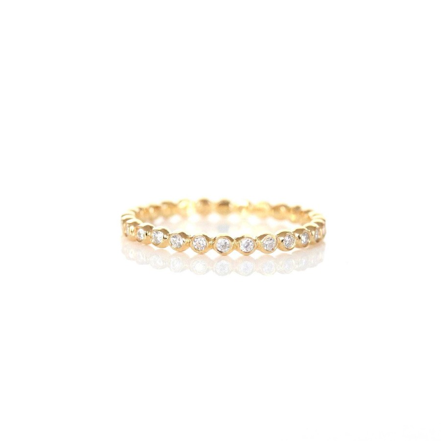 Rings CE-202-CZ Love Thin Disk Band Ring - Gold