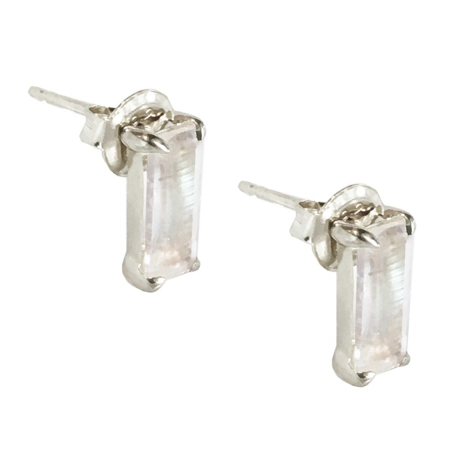 Earrings JFE-1493 Loyal Stud Earrings - Rainbow Moonstone & Silver