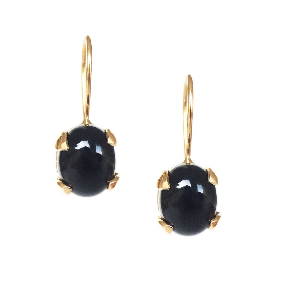 Earrings SO PRETTY CARA COTTER Glee Drop Earrings - Black Onyx & Gold