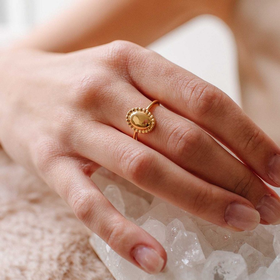 Rings SO PRETTY CARA COTTER Mini Believe Soleil Oval Ring - Gold