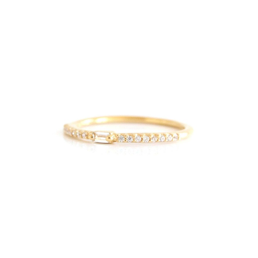 Rings SO PRETTY CARA COTTER Loyal Prism Stacking Ring - White Topaz & Gold