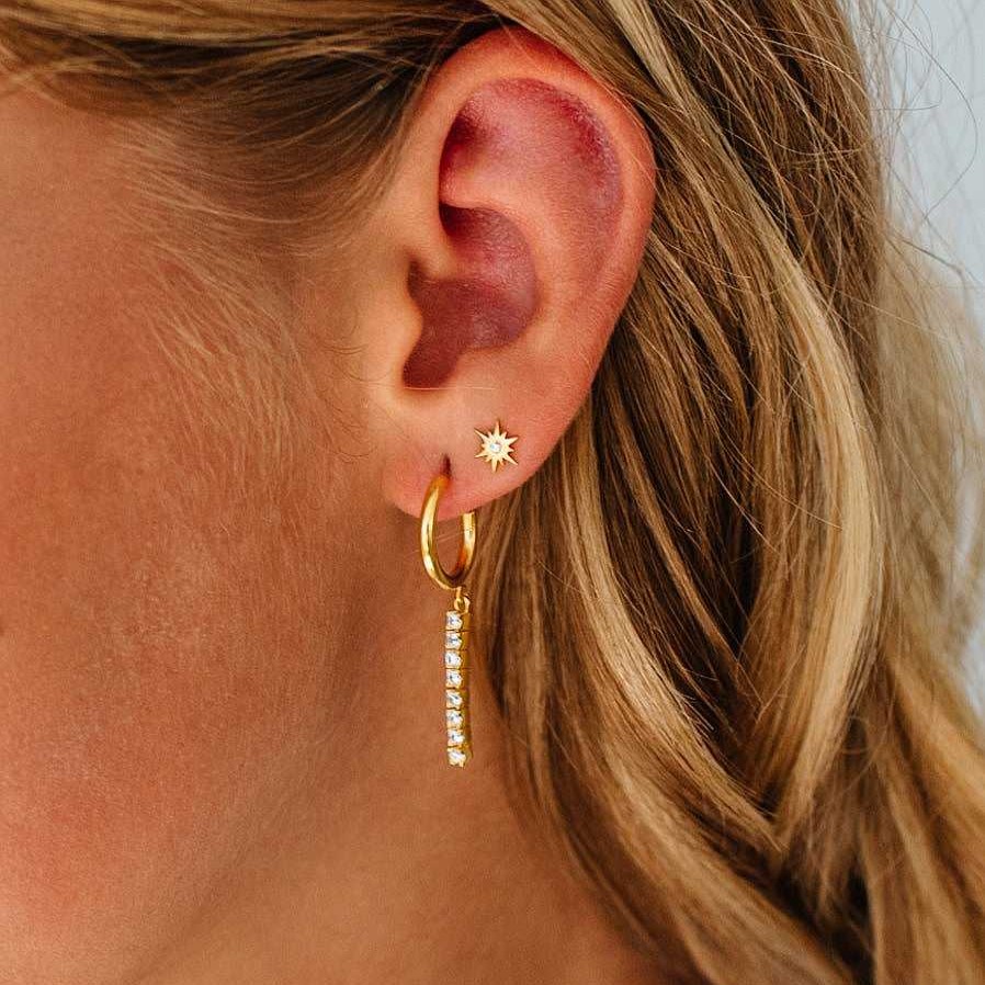 Earrings So Pretty Cara Cotter Love Tennis Hoops - Cubic Zirconia & Gold