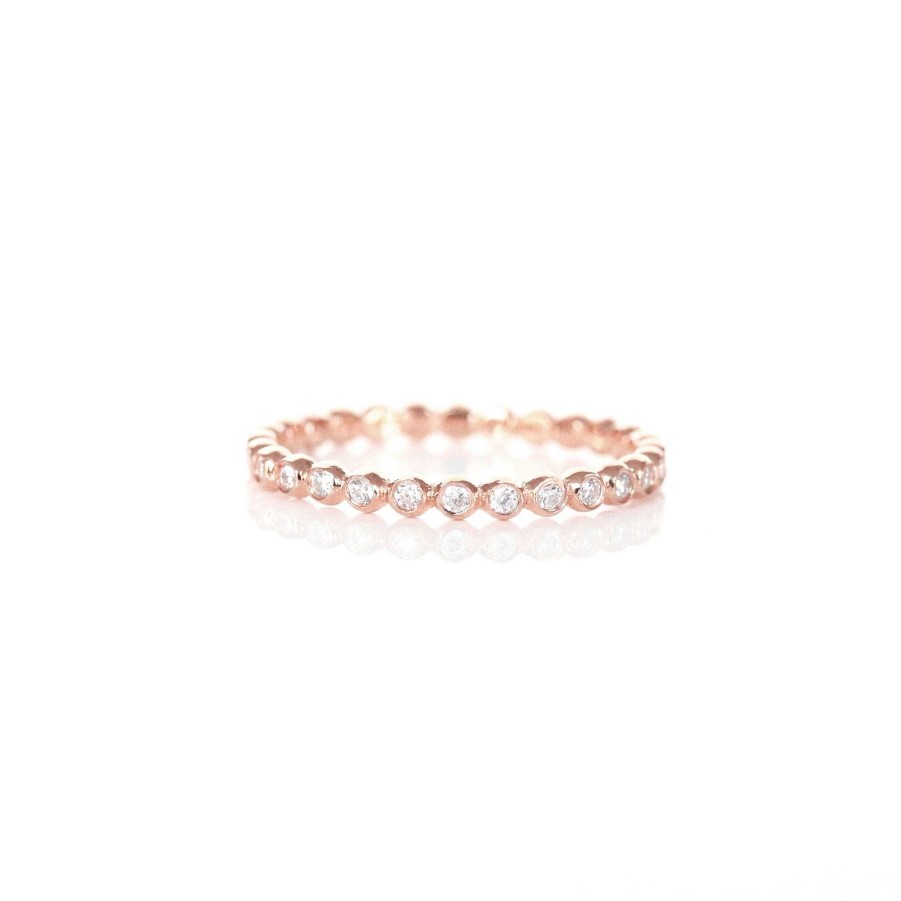 Rings CE-202-CZ Love Thin Disk Band Ring - Rose Gold