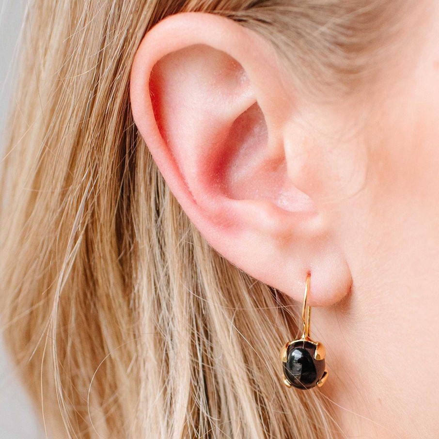 Earrings SO PRETTY CARA COTTER Glee Drop Earrings - Black Onyx & Gold