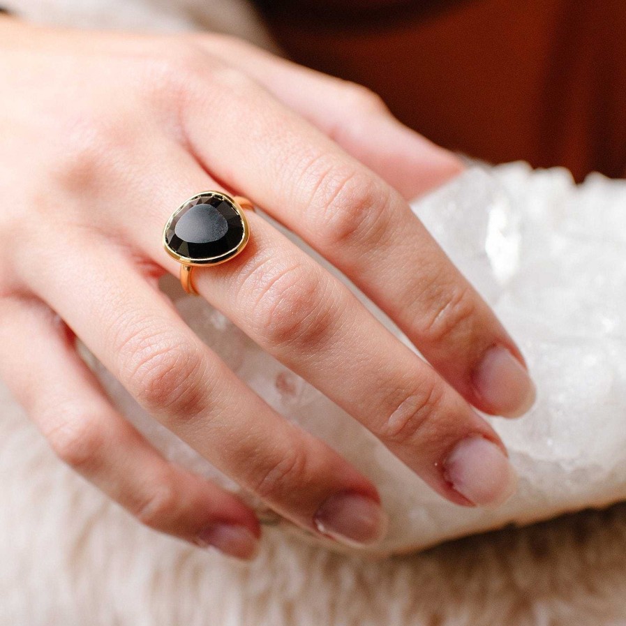 Rings SO PRETTY CARA COTTER Joy Ring - Black Onyx & Gold