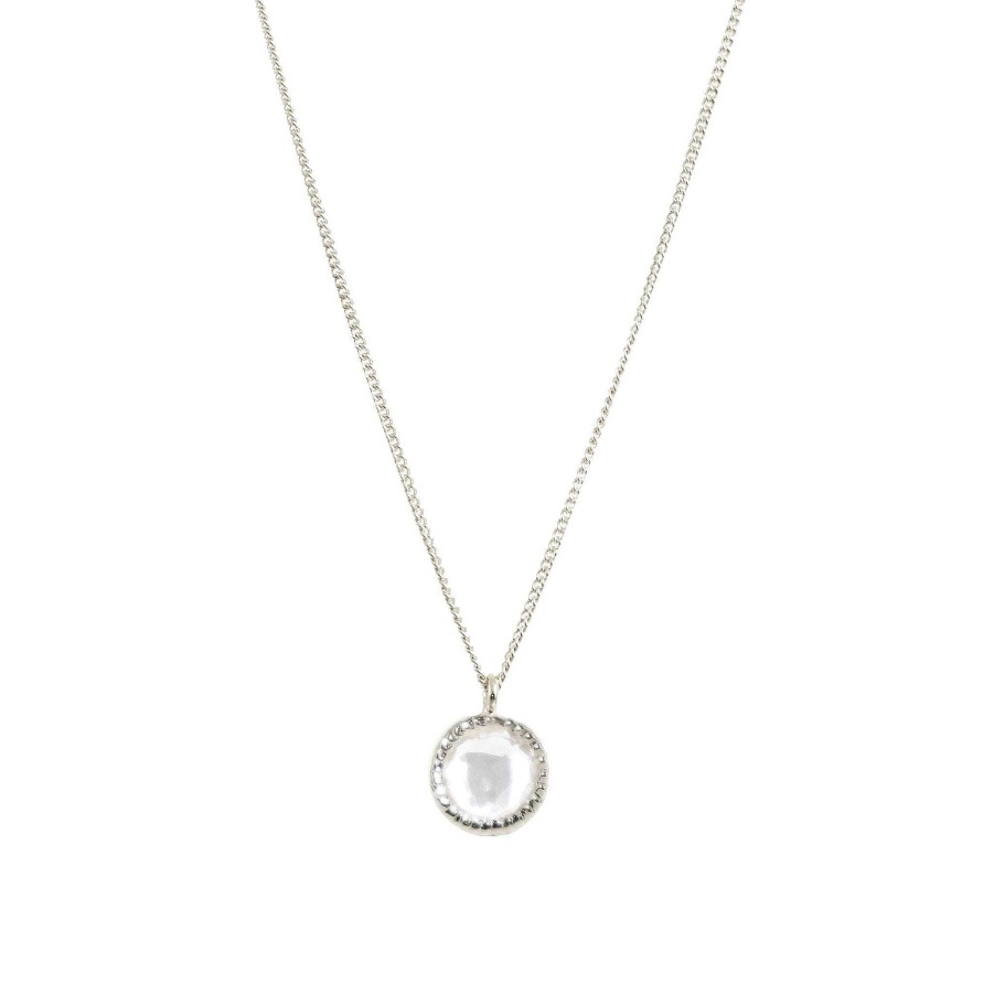 Necklaces CC-104A-TW Dainty Legacy Pendant Necklace - White Topaz & Silver