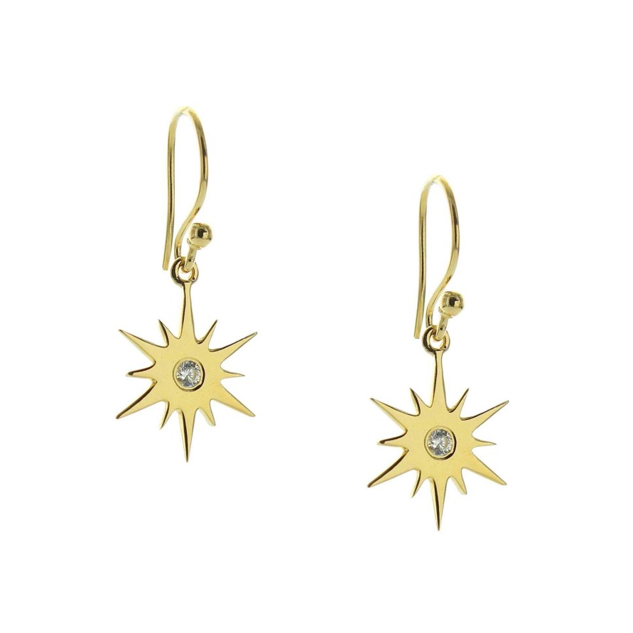 Earrings CE-144-CZ Believe Stellar Drop Earrings - Cubic Zirconia & Gold