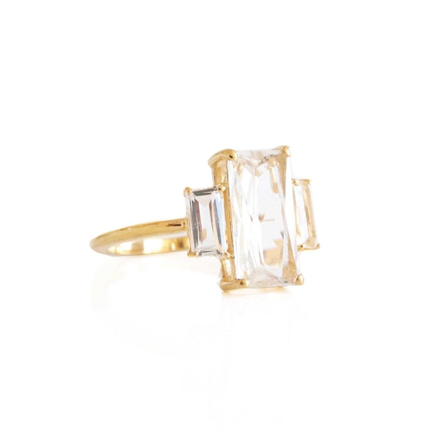 Rings SO PRETTY CARA COTTER Loyal Cocktail Ring - White Topaz & Gold