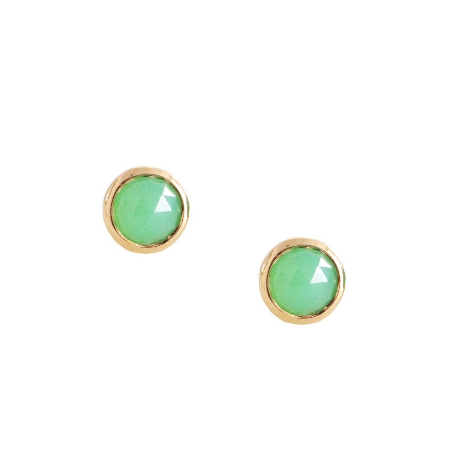 Earrings SO PRETTY CARA COTTER Dainty Legacy Studs - Chrysoprase & Gold