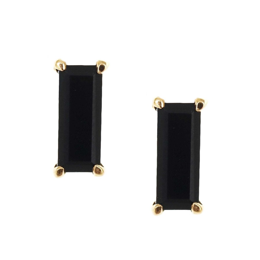 Earrings JFE-1493-OB Loyal Stud Earrings - Black Onyx & Gold