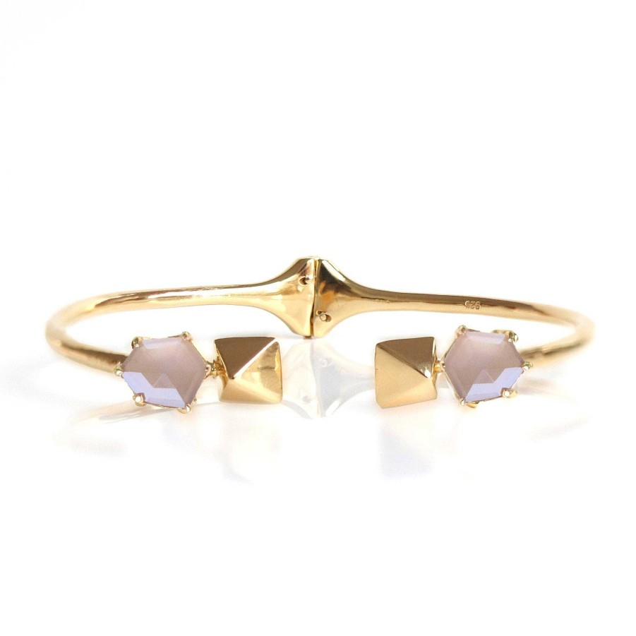 Bracelets CB-185-RQ Mini Honour Shield Cuff - Chai Moonstone & Gold