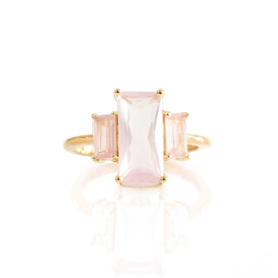 Rings So Pretty Cara Cotter Loyal Cocktail Ring - Pink Quartz & Gold