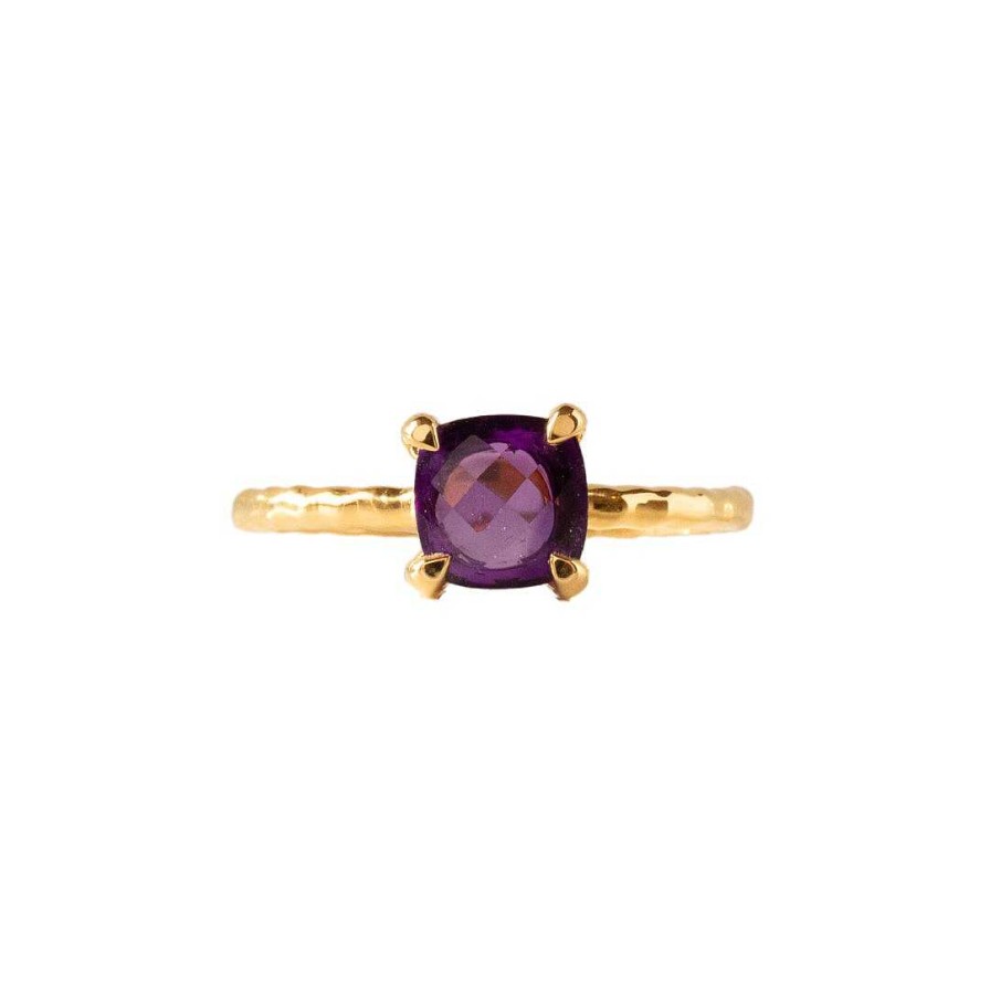 Rings JFR-1499-AA Day 8 - Mini Protect Ring - Amethyst & Gold