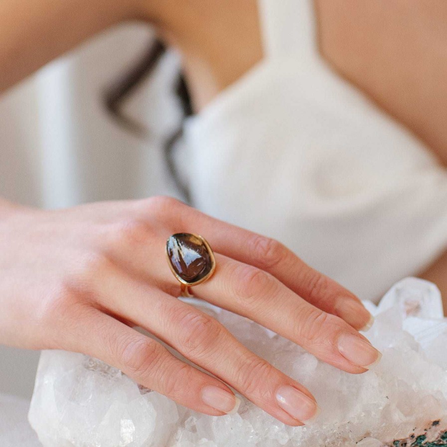 Rings SO PRETTY CARA COTTER Daring Ring - Sandstone Quartz & Gold