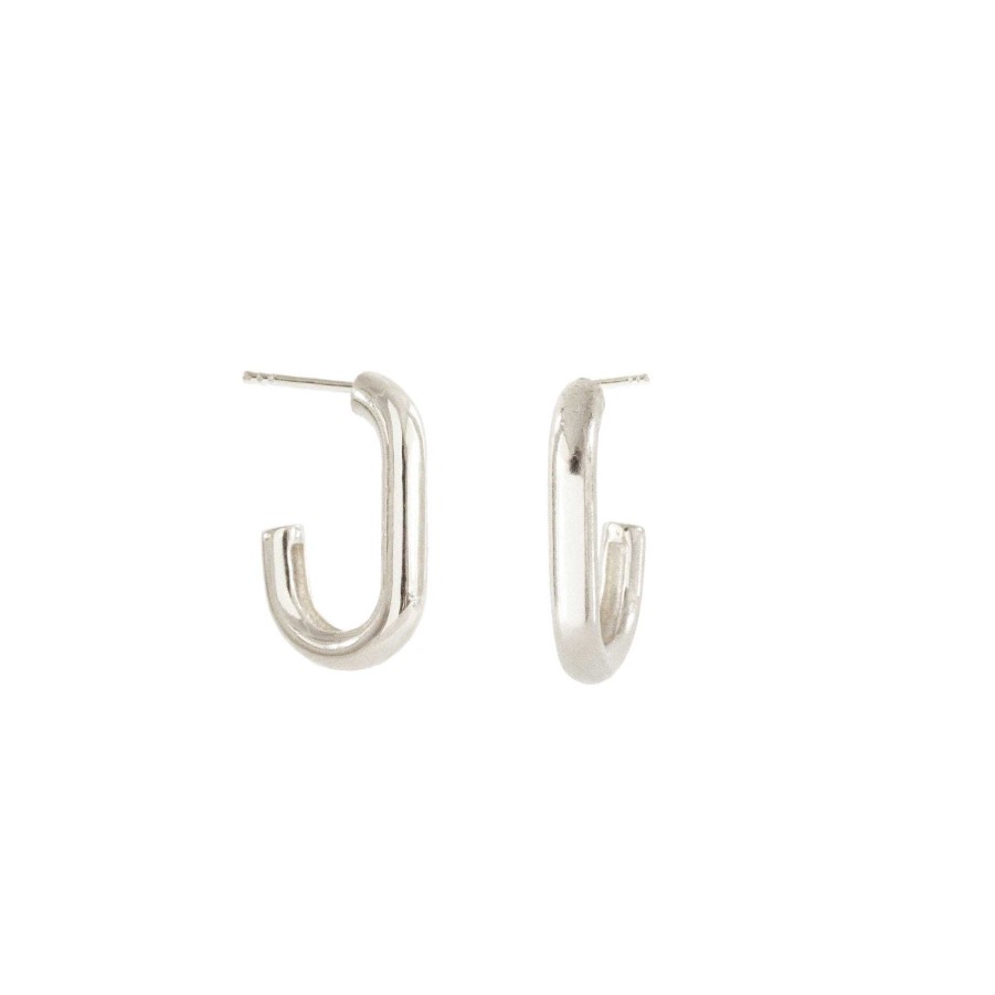 Earrings CE-398 Poise Oval Hoops - Silver