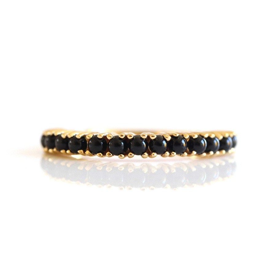 Rings SO PRETTY CARA COTTER Glee Thin Band Ring - Black Onyx & Gold