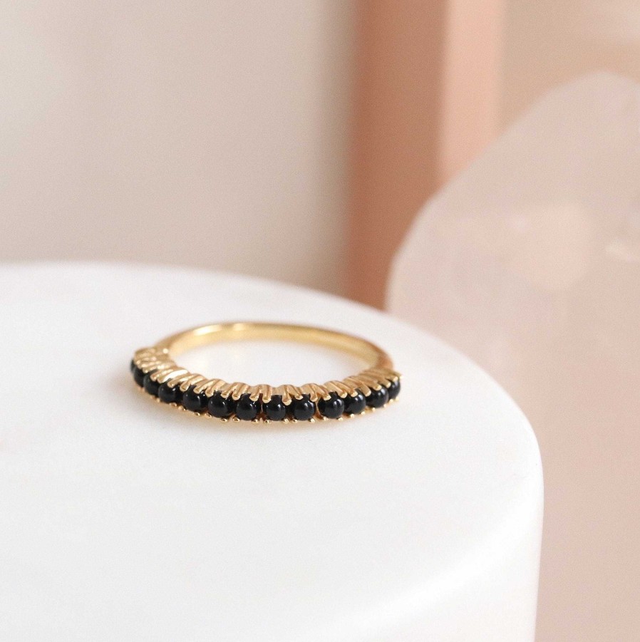 Rings SO PRETTY CARA COTTER Glee Thin Band Ring - Black Onyx & Gold