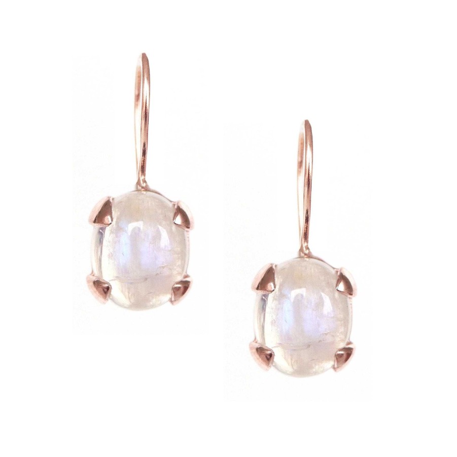 Earrings SO PRETTY CARA COTTER Glee Drop Earrings - Rainbow Moonstone & Rose Gold