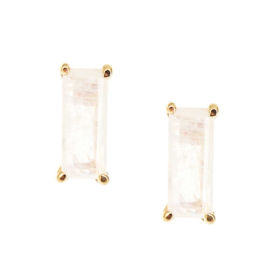 Earrings JFE-1493-MR Loyal Stud Earrings - Rainbow Moonstone & Gold