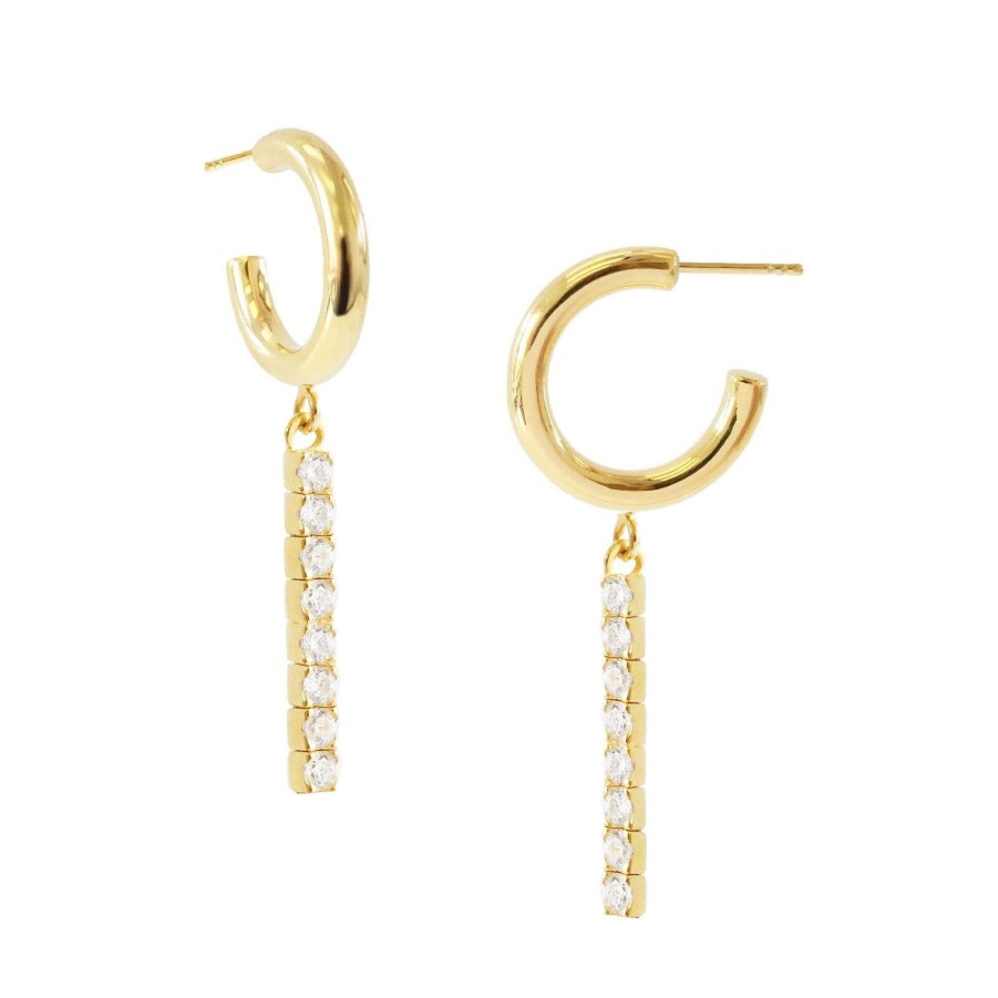 Earrings So Pretty Cara Cotter Love Tennis Hoops - Cubic Zirconia & Gold