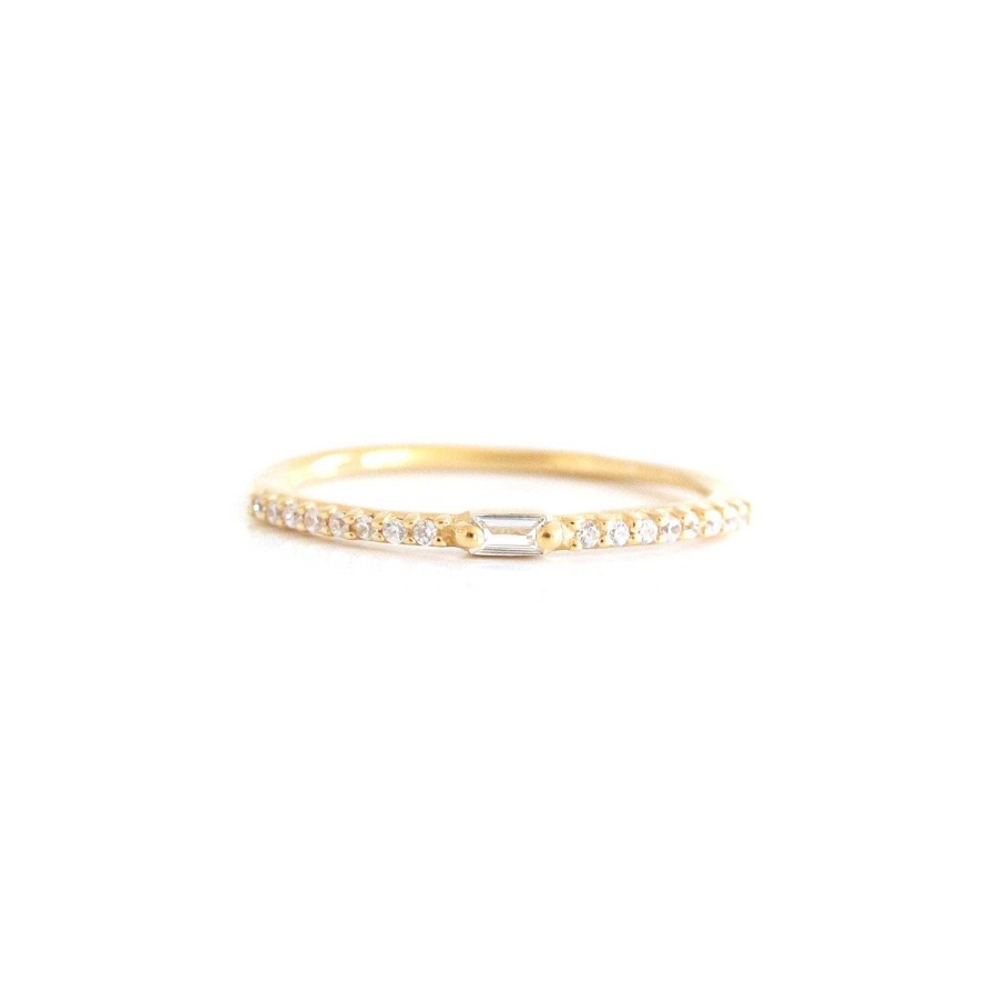 Rings SO PRETTY CARA COTTER Loyal Prism Stacking Ring - White Topaz & Gold