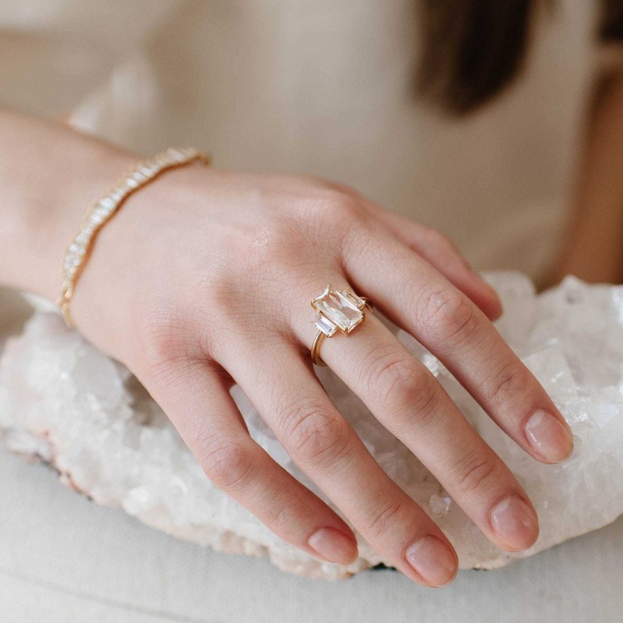 Rings SO PRETTY CARA COTTER Loyal Cocktail Ring - White Topaz & Gold