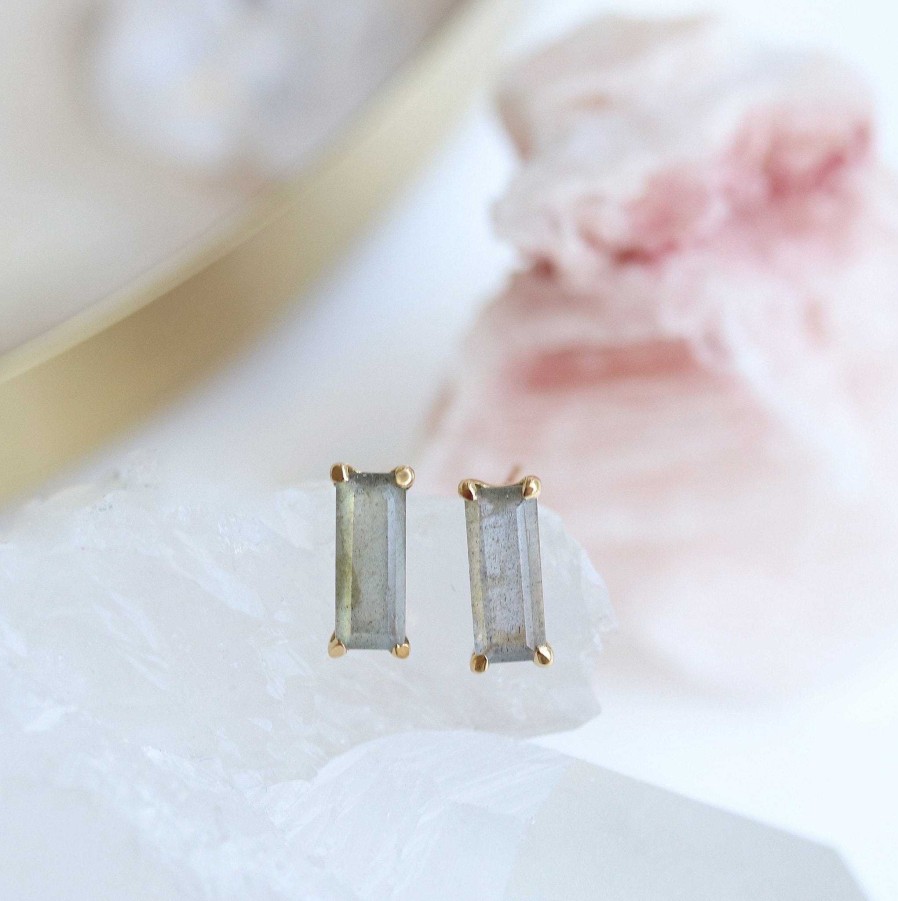 Earrings JFE-1493-L Loyal Stud Earrings - Labradorite & Gold