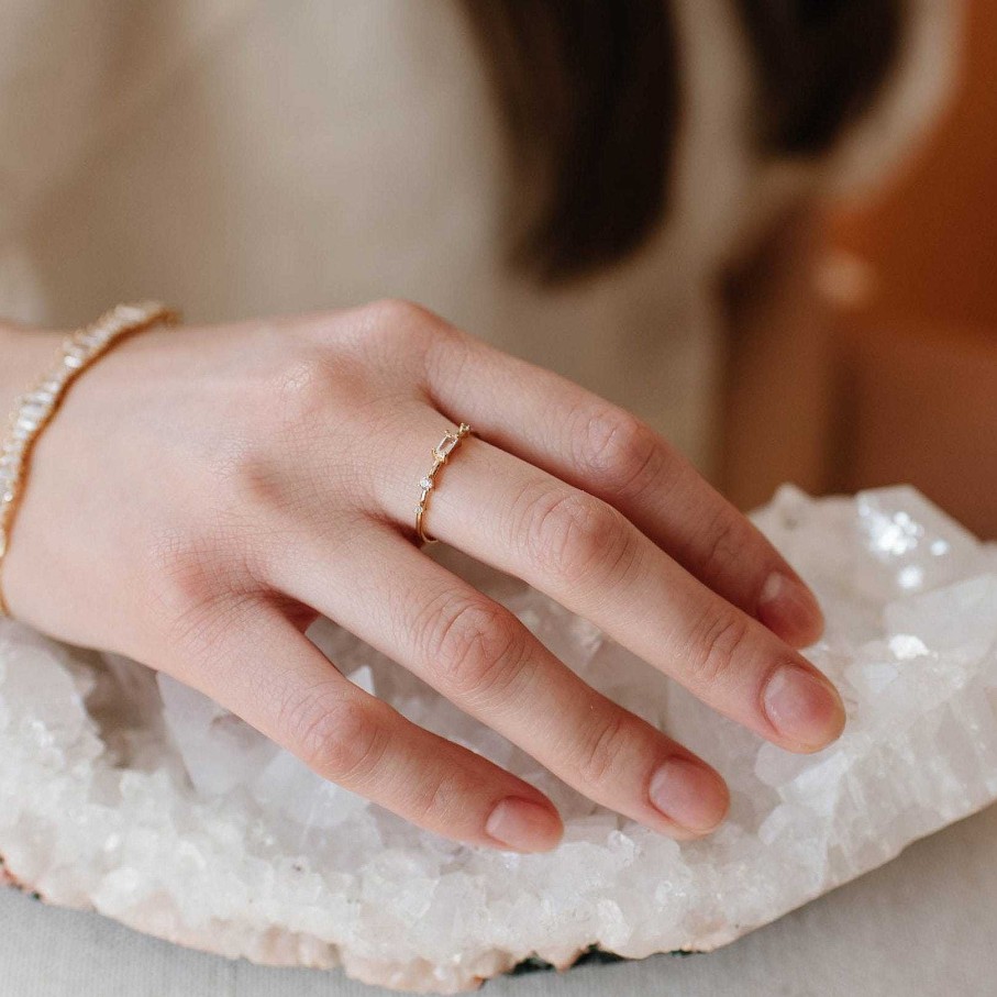 Rings SO PRETTY CARA COTTER Loyal Dancing Stacking Ring - White Topaz, Cubic Zirconia & Silver