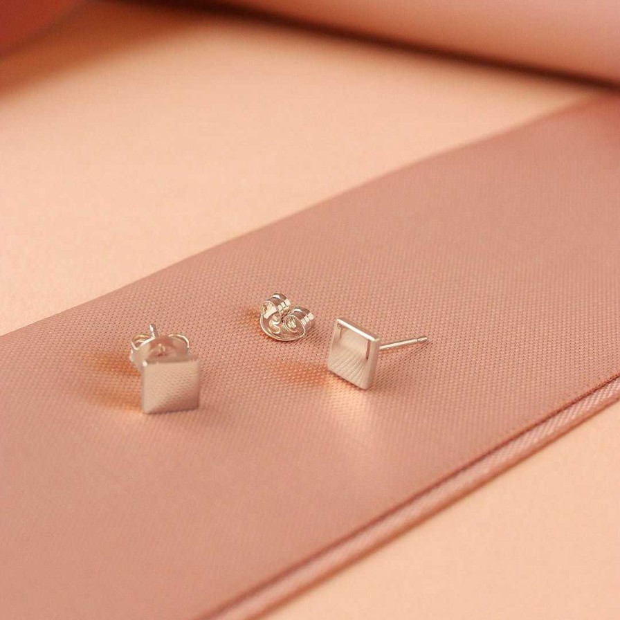 Earrings CE-447 Tiny Poise Diamond Studs - Silver