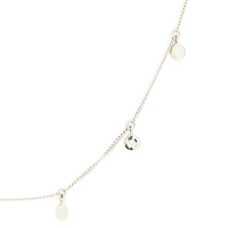 Necklaces CN-158-CZ Dainty Poise Disk Necklace - Cubic Zirconia & Silver