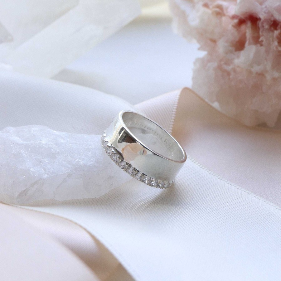 Rings CR-393-CZ Love Eternity Cigar Band - Cubic Zirconia & Silver